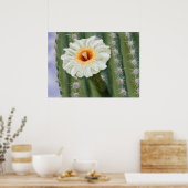 サグ図解入りの、写真付きのアロサボテン白花 ポスター (キッチン)