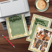 サグ・グリーンとゴールドのホリデーシーズン　３枚の写真のカードです。 シーズンカード