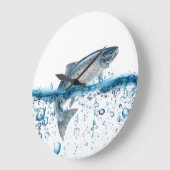サケが水から飛び出す ラージ壁時計 (傾斜)