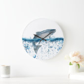 サケが水から飛び出す ラージ壁時計 (ホーム)