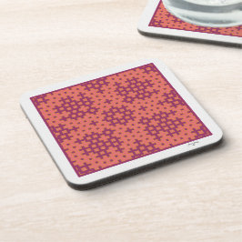 サケと明るい赤紫色の一目差幾何瓦 コースター