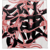 サケと黒いスクラップ、テープを白で破壊 シャワーカーテン (正面)