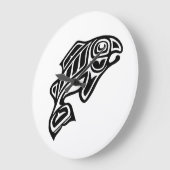 サケのデザインの時計 ラージ壁時計 (傾斜)
