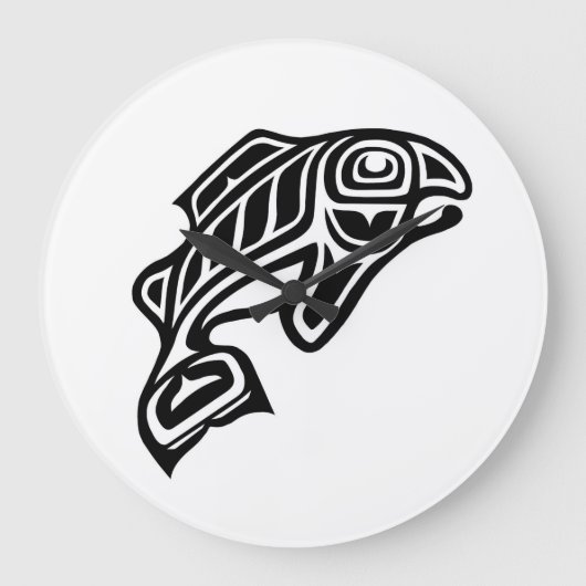 サケのデザインの時計 ラージ壁時計 (正面)