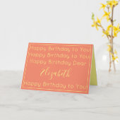 サケのピンクと黄色の誕生日の歌 カード (黄色い花)