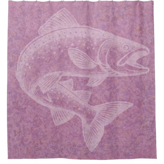 サケのライジング シャワーカーテン (正面)