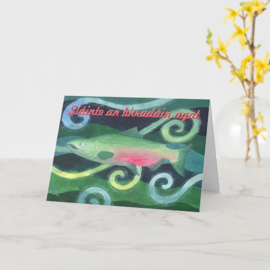 サケの健康をお祈りします カード (黄色い花)