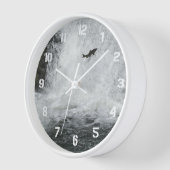 サケの飛び跳ぶ滝 壁時計 (傾斜)