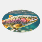 サケの魚 楕円形シール (正面)