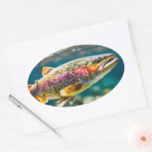 サケの魚 楕円形シール (封筒)