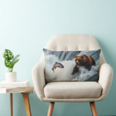 サケを捕まえる白熊 ランバークッション (椅子)