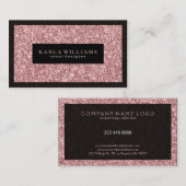 サケエレガントンピンクグリッターと黒アクセント 名刺 (正面/裏面)