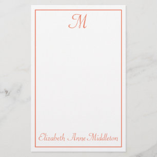 サケピンクと白のモノグラム 便箋