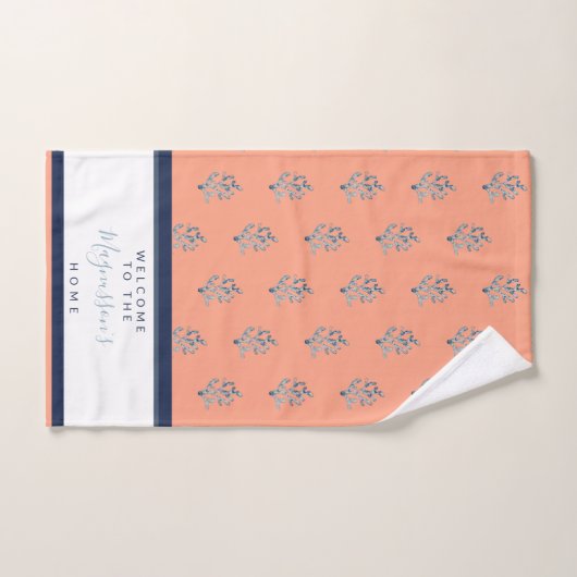 サケピンクのの美しい水彩サンゴカスタム ハンドタオル (ハンドタオル)