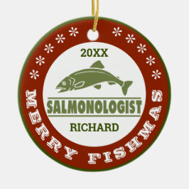 サケユーモアのあるの魚釣りのパーソナライズ セラミックオーナメント