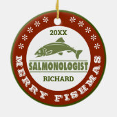 サケユーモアのあるの魚釣りのパーソナライズ セラミックオーナメント (裏面)