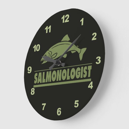 サケユーモアのある魚釣り ラージ壁時計 (傾斜)