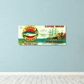 サケ缶ラベルのエクスポート キャンバスプリント (インサイチュ (ウッドフロア))