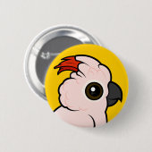 サケ頂点に達されたオウム 缶バッジ (正面&裏面)