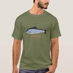 サケ魚釣り Tシャツ