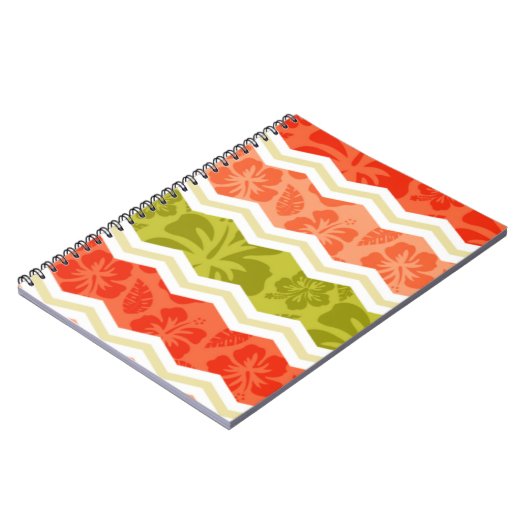 サケ、サンゴ、オレンジ、緑の熱帯性風土 ノートブック (左側)