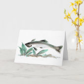 サケ、Sumi-e カード (黄色い花)