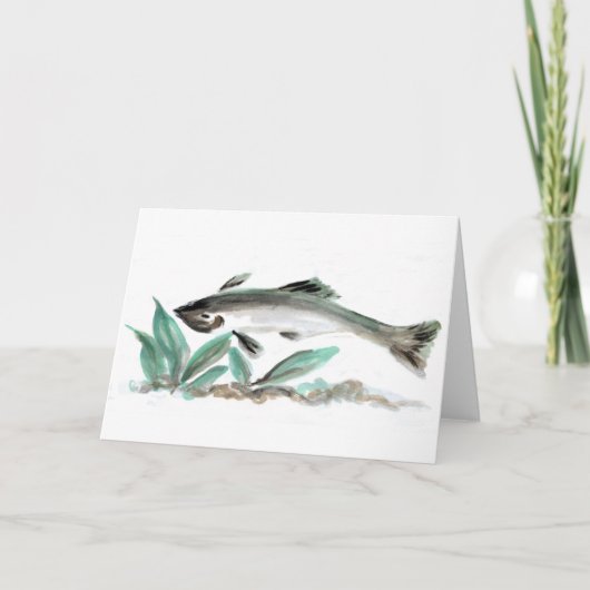 サケ、Sumi-e カード (正面)