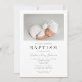 サゲエレガントグリーンストライプの写真バプテスマ 招待状 (正面)