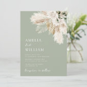 サゲモダングリーンパンパ結婚スグラス 招待状 (スタンド正面)