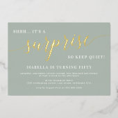 サゲモダン&金ゴールドスクリプトサプライズ誕生日パーティー 箔招待状 (正面)