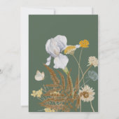 サゲ素朴グリーンの野結婚花 招待状 (裏面)