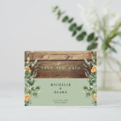 サゲ素朴葉ひまわり日付保存 ポストカード (スタンド正面)