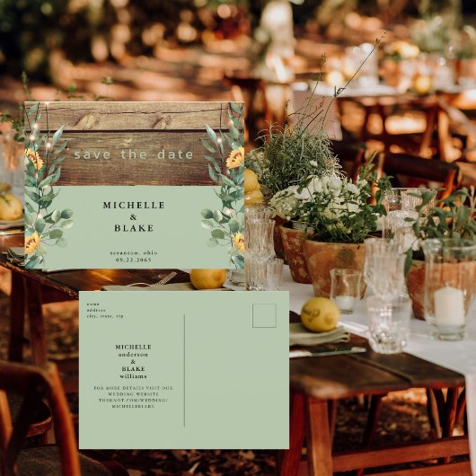 サゲ素朴葉ひまわり日付保存 ポストカード