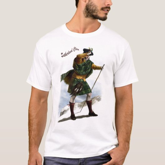 サザランドの一族のタータンチェック-サザランド家族 Tシャツ (正面)