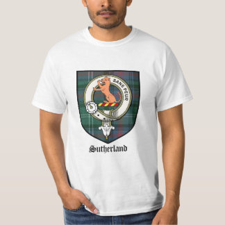 サザランドの一族はバッジのタータンチェックの頂点に達します Tシャツ