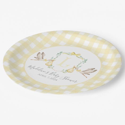 サザンイエローストーク名門私立校風のベビーシャワー ペーパープレート (アングル)