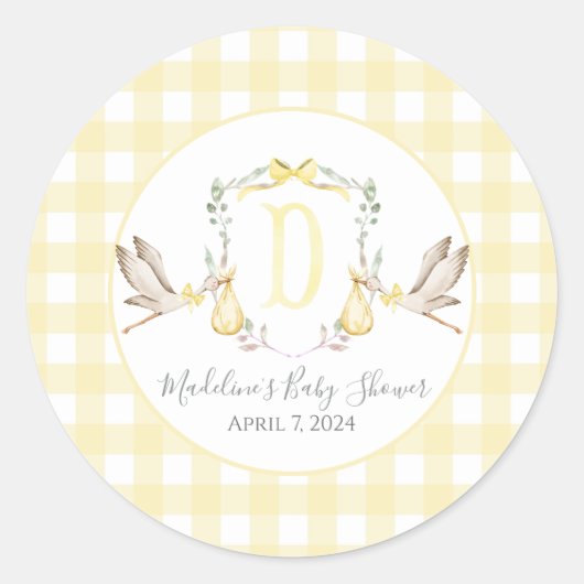 サザンイエロ名門私立校風のーガールストークベビーシャワー ラウンドシール (正面)