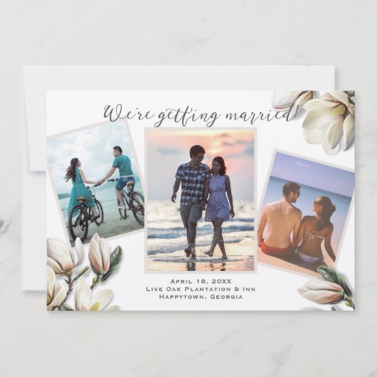 サザンウェディング日付マグノリアの花を保存 セーブザデート (正面)