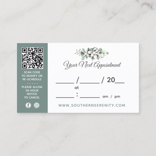 サザンウォー素朴タカラーコットンアポイントメント 名刺 (裏面)