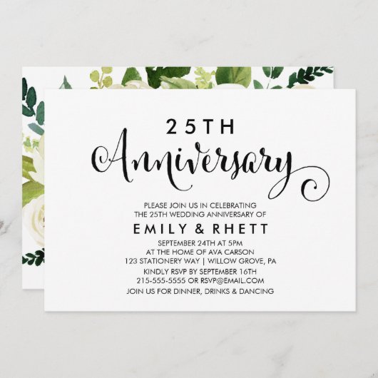 サザンカリグラフィー | フラワーの結婚記念日 招待状 (正面/裏面)