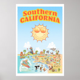 サザンカリフォルニアのキャラクター地図ポスター ポスター