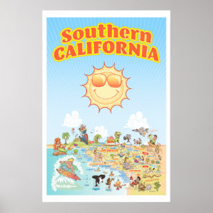 サザンカリフォルニアのキャラクター地図ポスター ポスター
