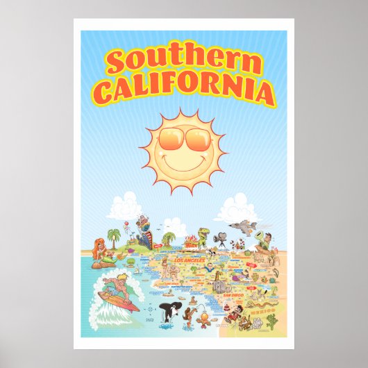 サザンカリフォルニアのキャラクター地図ポスター ポスター (正面)
