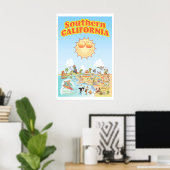サザンカリフォルニアのキャラクター地図ポスター ポスター (ホームオフィス)