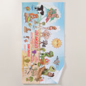 サザンカリフォルニアカートゥーンパラダイスビーチ毛布 ビーチタオル (正面)