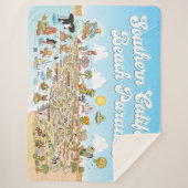 サザンカリフォルニアビーチパラダイスフリースブランケット シェルパブランケット (正面)