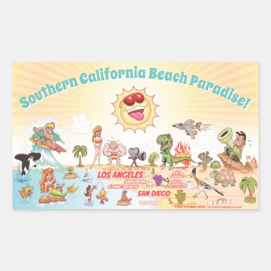 サザンカリフォルニアビーチパラダイス 長方形シール (正面)