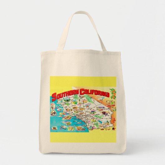 サザンカリフォルニア地図エコバッグ トートバッグ (正面)