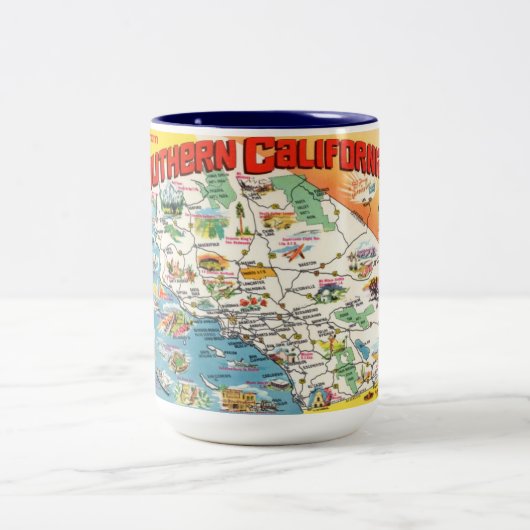 サザンカリフォルニア地図マグ ツートーンマグカップ (中央)