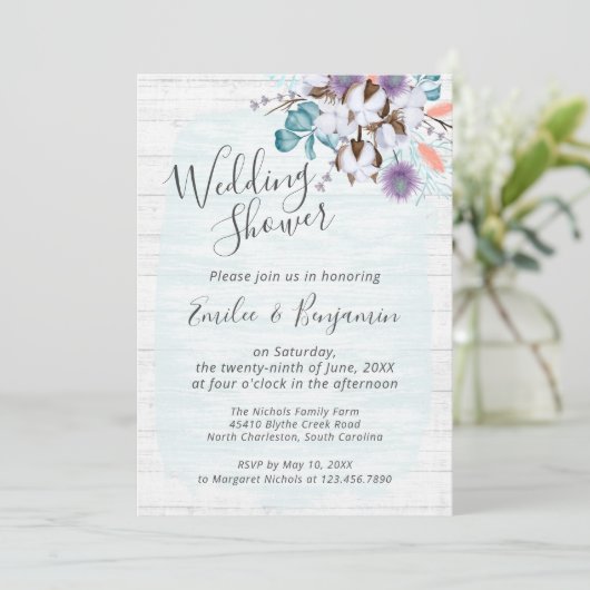 サザンカントリーコットンフローラルウェディングシャワー 招待状 (スタンド正面)